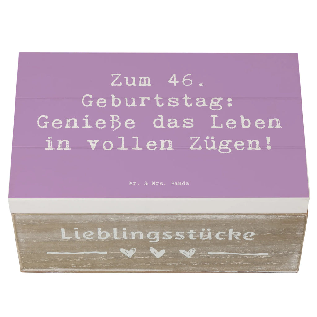 Wooden chest Saying Zum 46. Geburtstag: Genieße das Leben in vollen Zügen! Truhe, Kiste, Erinnerungsbox, Aufbewahrungsbox, Erinnerungskiste, Holzkiste, Schatzkiste, Schatulle, Geschenkbox, XXL, Geschenkdose, Dekokiste, Geburtstag, Geburtstagsgeschenk, Geschenk