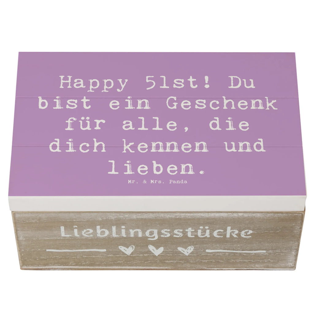 Wooden chest Saying Happy 51st! Du bist ein Geschenk für alle, die dich kennen und lieben. Schatulle, Dekokiste, Holzkiste, Erinnerungsbox, Aufbewahrungsbox, Geschenkdose, Erinnerungskiste, XXL, Truhe, Kiste, Geschenkbox, Schatzkiste, Geburtstag, Geburtstagsgeschenk, Geschenk