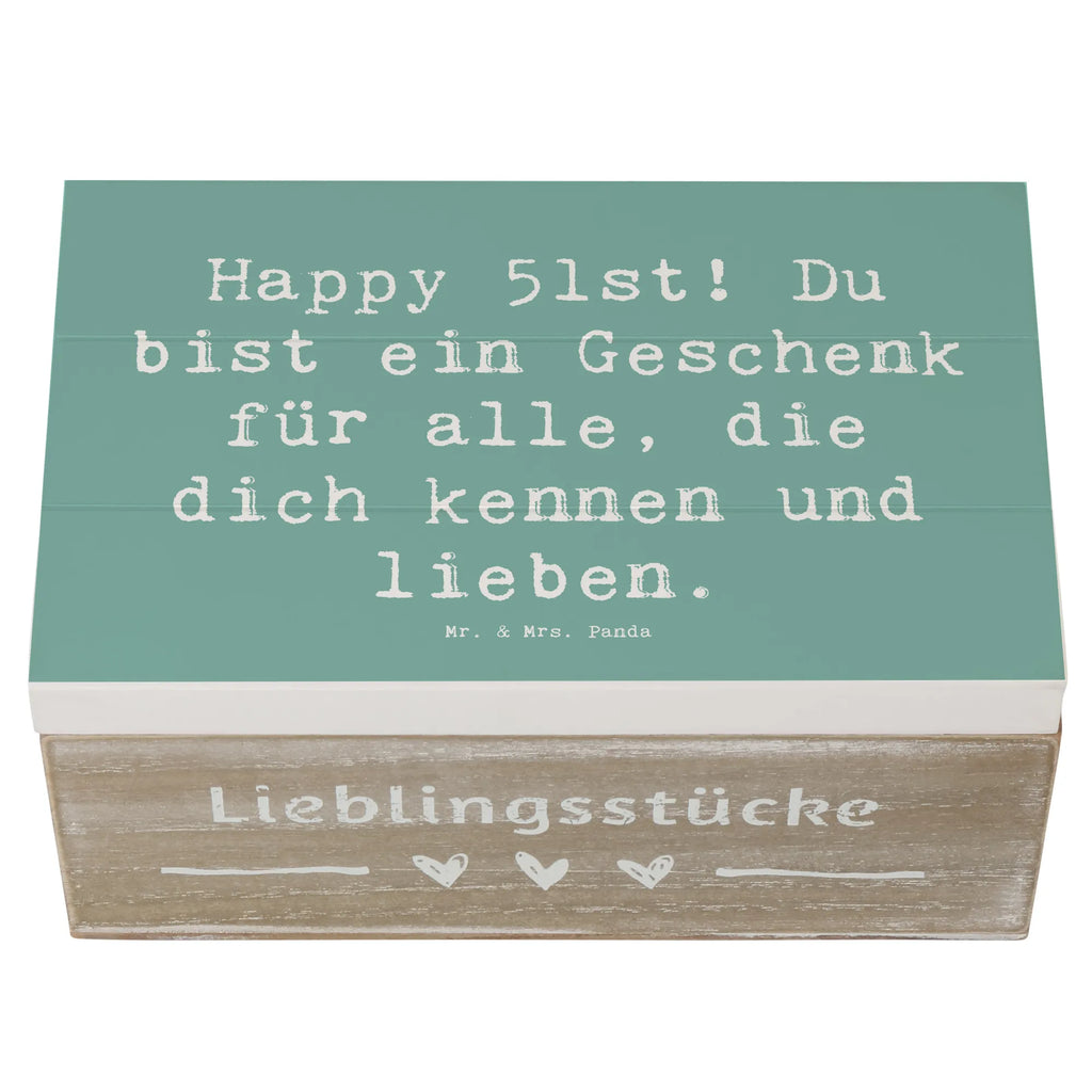 Wooden chest Saying Happy 51st! Du bist ein Geschenk für alle, die dich kennen und lieben. Schatulle, Dekokiste, Holzkiste, Erinnerungsbox, Aufbewahrungsbox, Geschenkdose, Erinnerungskiste, XXL, Truhe, Kiste, Geschenkbox, Schatzkiste, Geburtstag, Geburtstagsgeschenk, Geschenk