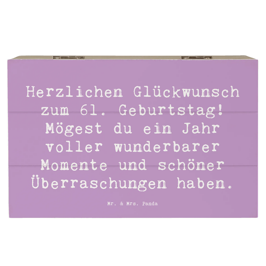 Wooden chest Saying Herzlichen Glückwunsch zum 61. Geburtstag! Mögest du ein Jahr voller wunderbarer Momente und schöner Überraschungen haben. Kiste, Erinnerungsbox, XXL, Holzkiste, Geschenkbox, Truhe, Geschenkdose, Schatulle, Aufbewahrungsbox, Dekokiste, Erinnerungskiste, Schatzkiste, Geburtstag, Geburtstagsgeschenk, Geschenk