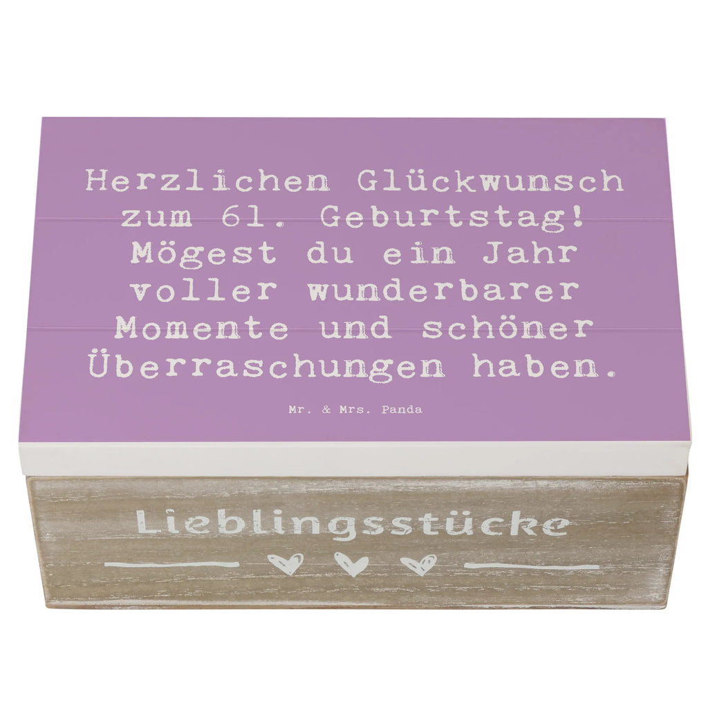 Wooden chest Saying Herzlichen Glückwunsch zum 61. Geburtstag! Mögest du ein Jahr voller wunderbarer Momente und schöner Überraschungen haben. Kiste, Erinnerungsbox, XXL, Holzkiste, Geschenkbox, Truhe, Geschenkdose, Schatulle, Aufbewahrungsbox, Dekokiste, Erinnerungskiste, Schatzkiste, Geburtstag, Geburtstagsgeschenk, Geschenk