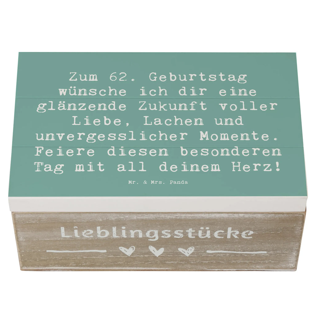 Holzkiste Spruch 62. Geburtstag Glänzende Zukunft XXL, Erinnerungsbox, Erinnerungskiste, Schatzkiste, Kiste, Holzkiste, Aufbewahrungsbox, Geschenkbox, Truhe, Dekokiste, Schatulle, Geschenkdose, Geburtstag, Geburtstagsgeschenk, Geschenk