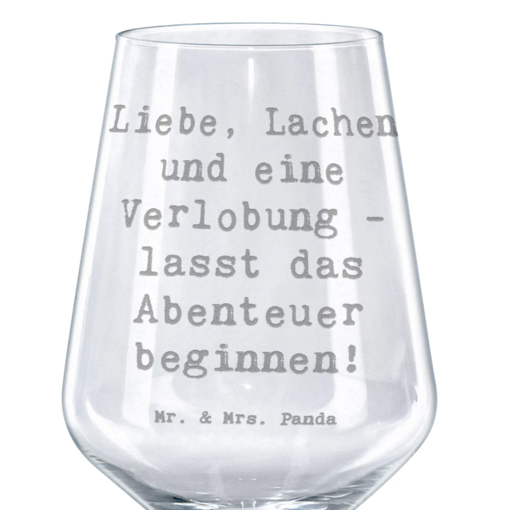 Red Wine Glass Saying Liebe, Lachen und eine Verlobung - lasst das Abenteuer beginnen! Wedding, marriage, gifts