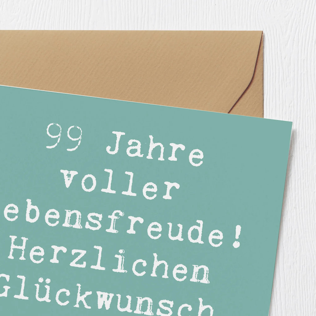 Deluxe Karte Spruch 99. Geburtstag Lebensfreude Karte, Hochwertige Grußkarte, Geburtstagskarte, Glückwunschkarte, Hochzeitskarte, Hochwertige Klappkarte, Klappkarte, Einladungskarte, Grußkarte, Geburtstag, Geburtstagsgeschenk, Geschenk