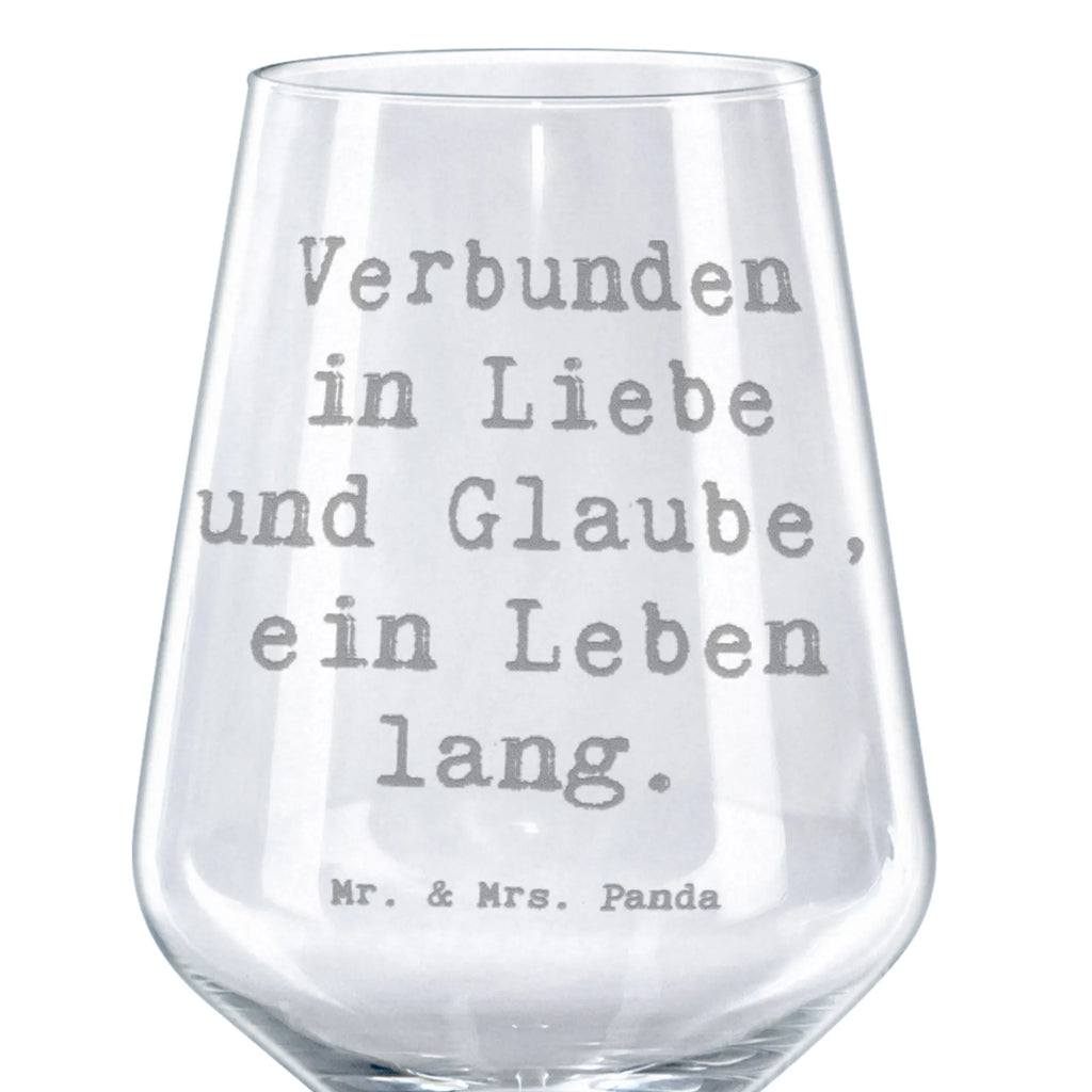 Red Wine Glass Saying Verbunden in Liebe und Glaube, ein Leben lang. Wedding, marriage, gifts
