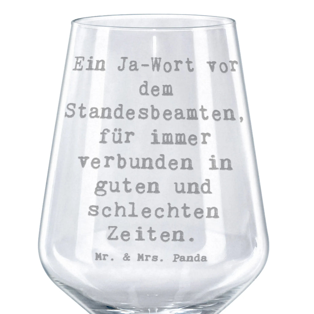 Red Wine Glass Saying Ein Ja-Wort vor dem Standesbeamten, für immer verbunden in guten und schlechten Zeiten. Wedding, marriage, gifts