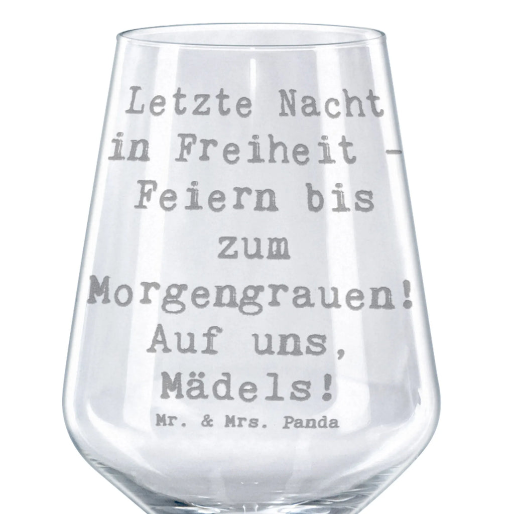 Red Wine Glass Saying Letzte Nacht in Freiheit - Feiern bis zum Morgengrauen! Auf uns, Mädels! Wedding, marriage, gifts