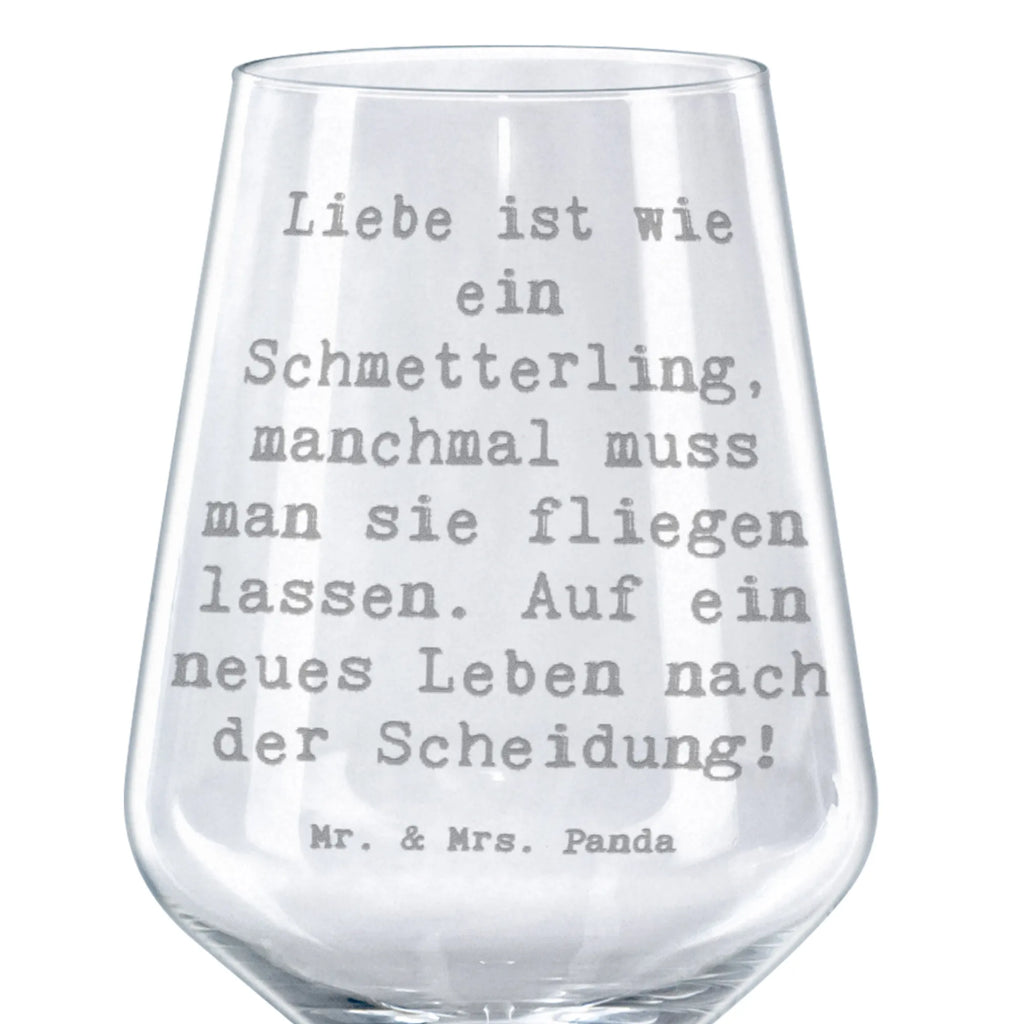 Red Wine Glass Saying Liebe ist wie ein Schmetterling, manchmal muss man sie fliegen lassen. Auf ein neues Leben nach der Scheidung! Wedding, marriage, gifts