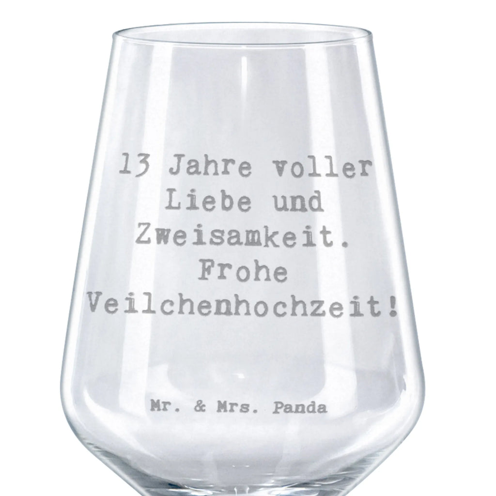 Red Wine Glass Saying 13 Jahre voller Liebe und Zweisamkeit. Frohe Veilchenhochzeit! Wedding, marriage, gifts