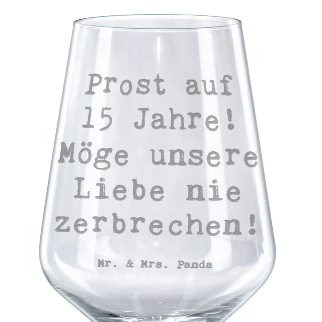 Red Wine Glass Saying Prost auf 15 Jahre! Möge unsere Liebe nie zerbrechen! Wedding, marriage, gifts