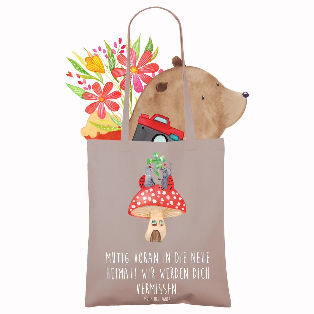 Tote bag Mutig voran in die neue Heimat! Wir werden dich vermissen. Schultertasche, Einkaufstüte, Strandtasche, Jutetasche, Umhängetasche, Tasche, Beutel, Badetasche, Jutebeutel, Einkaufstasche, Stoffbeutel, Tragetasche, Beuteltasche, Stofftasche, Laptoptasche, Shopper