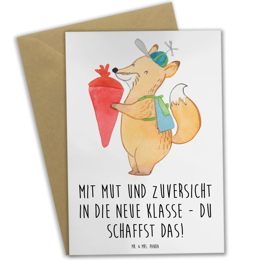 Greetings card Mit Mut und Zuversicht in die neue Klasse - du schaffst das! Geburtstagskarte, Klappkarte, Karte, Einladungskarte, Glückwunschkarte, Ansichtskarten, Grußkarte, Hochzeitskarte