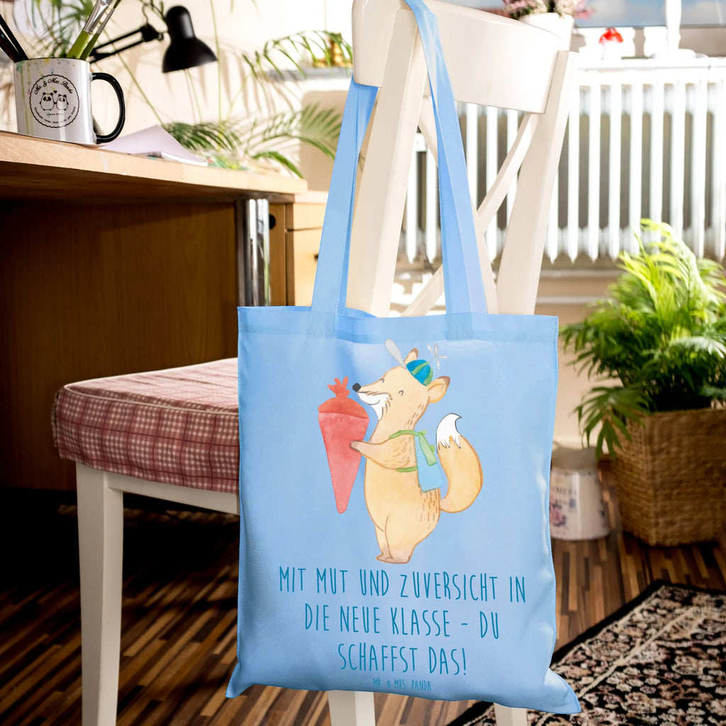 Tote bag Mit Mut und Zuversicht in die neue Klasse - du schaffst das! Laptoptasche, Umhängetasche, Einkaufstasche, Schultertasche, Tasche, Tragetasche, Stofftasche, Beuteltasche, Einkaufstüte, Jutetasche, Beutel, Stoffbeutel, Badetasche, Jutebeutel, Strandtasche, Shopper