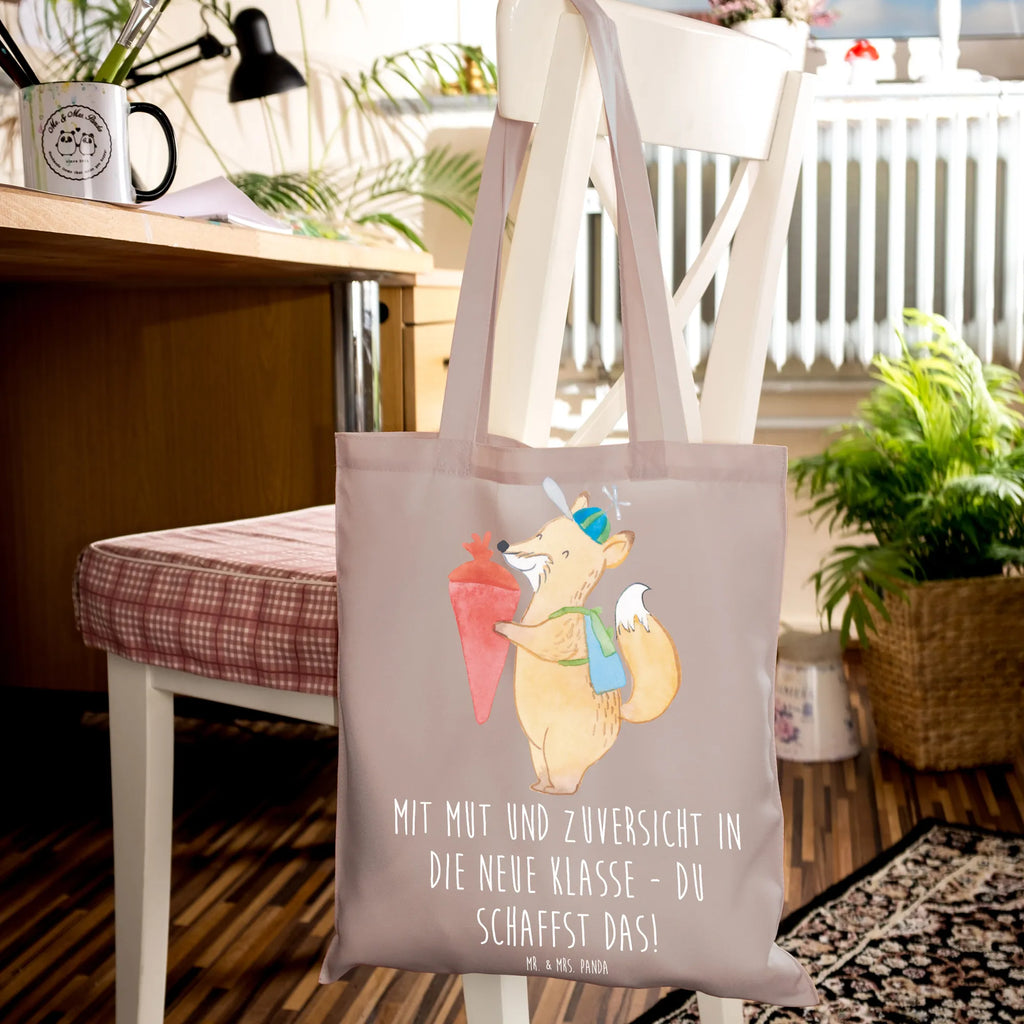 Tote bag Mit Mut und Zuversicht in die neue Klasse - du schaffst das! Laptoptasche, Umhängetasche, Einkaufstasche, Schultertasche, Tasche, Tragetasche, Stofftasche, Beuteltasche, Einkaufstüte, Jutetasche, Beutel, Stoffbeutel, Badetasche, Jutebeutel, Strandtasche, Shopper