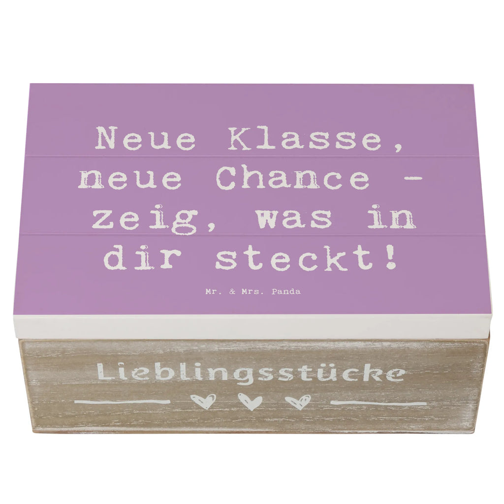 Wooden chest Saying Neue Klasse, neue Chance - zeig, was in dir steckt! Dekokiste, Aufbewahrungsbox, Geschenkdose, Erinnerungsbox, Geschenkbox, Erinnerungskiste, Holzkiste, Truhe, Kiste, XXL, Schatulle, Schatzkiste