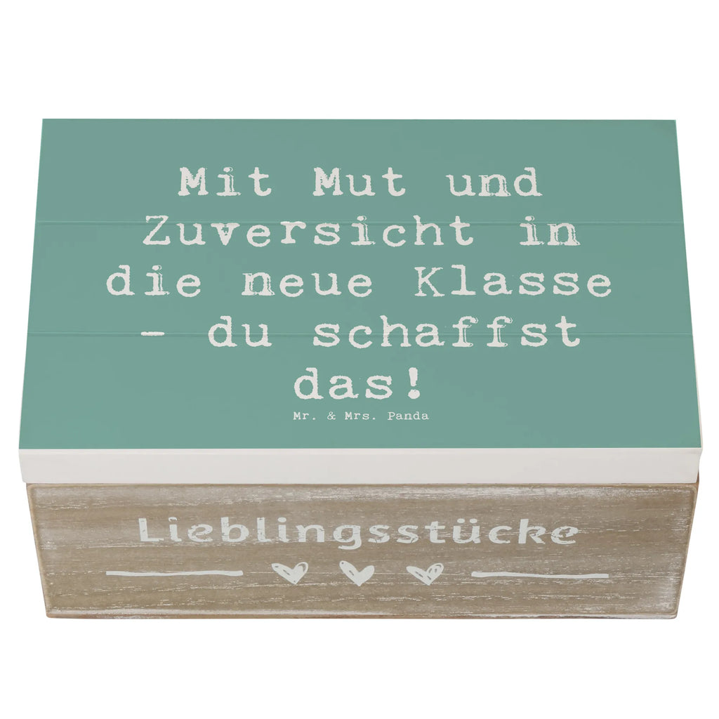 Wooden chest Saying Mit Mut und Zuversicht in die neue Klasse - du schaffst das! XXL, Schatzkiste, Schatulle, Truhe, Erinnerungsbox, Holzkiste, Geschenkbox, Erinnerungskiste, Aufbewahrungsbox, Geschenkdose, Kiste, Dekokiste