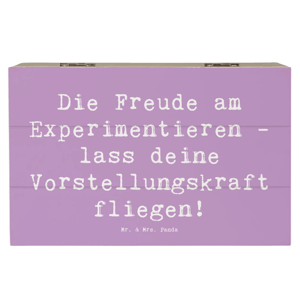 Wooden chest Saying Die Freude am Experimentieren - lass deine Vorstellungskraft fliegen! XXL, Schatulle, Erinnerungsbox, Geschenkbox, Aufbewahrungsbox, Dekokiste, Geschenkdose, Truhe, Kiste, Schatzkiste, Erinnerungskiste, Holzkiste