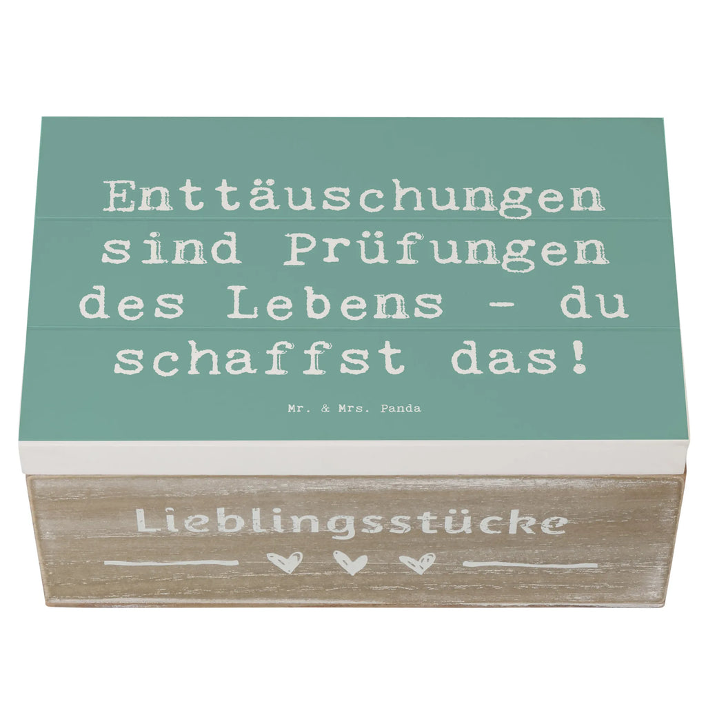 Wooden chest Saying Enttäuschungen sind Prüfungen des Lebens - du schaffst das! Schatzkiste, Geschenkdose, Dekokiste, Aufbewahrungsbox, Schatulle, Erinnerungsbox, Geschenkbox, Holzkiste, Truhe, Kiste, XXL, Erinnerungskiste