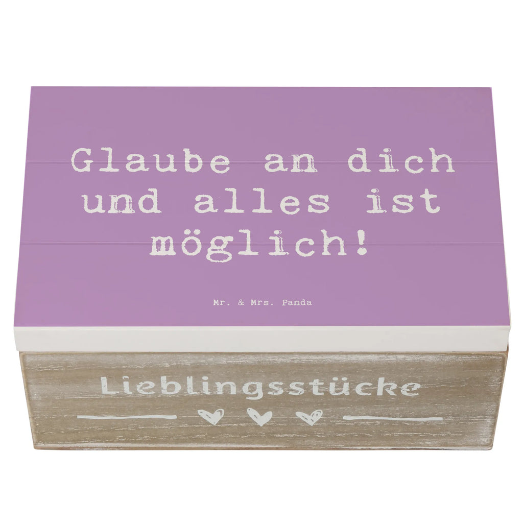 Wooden chest Saying Glaube an dich und alles ist möglich! Truhe, Erinnerungsbox, Geschenkbox, Geschenkdose, Aufbewahrungsbox, Schatulle, Kiste, Dekokiste, Erinnerungskiste, XXL, Schatzkiste, Holzkiste