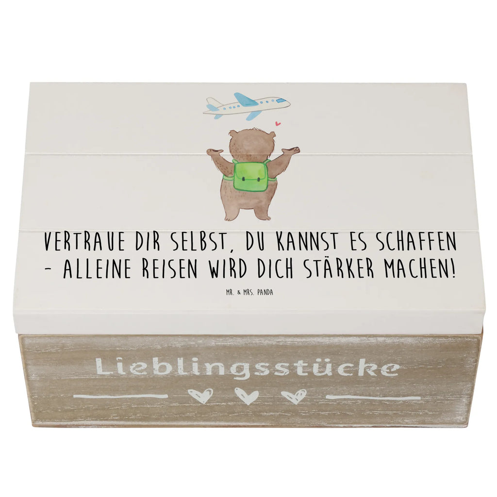 Holzkiste Alleine Reisen unternehmen Schatzkiste, Aufbewahrungsbox, Kiste, Schatulle, Truhe, Erinnerungskiste, Holzkiste, Geschenkdose, Erinnerungsbox, XXL, Dekokiste, Geschenkbox