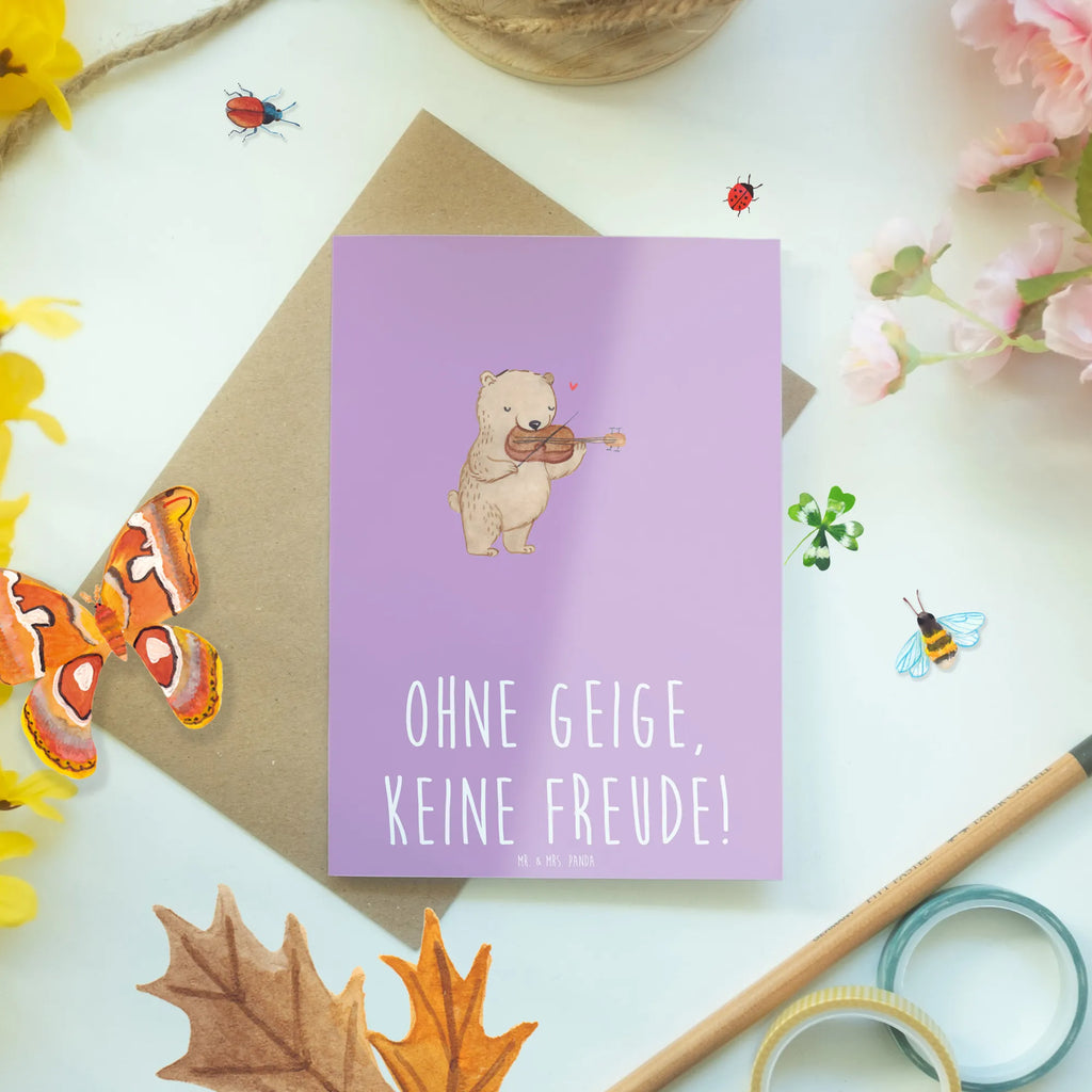 Greetings card Ohne Geige, keine Freude! Geburtstagskarte, Hochzeitskarte, Glückwunschkarte, Klappkarte, Grußkarte, Karte, Einladungskarte, Ansichtskarten, Instrumente, Geschenke Musiker, Musikliebhaber
