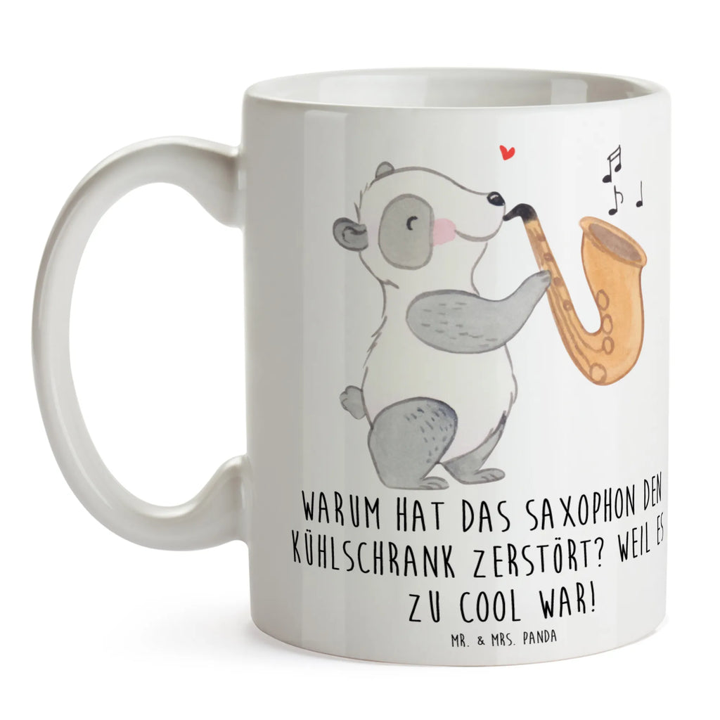 Mug Warum hat das Saxophon den Kühlschrank zerstört? Weil es zu cool war! Kaffeetasse, Tasse mit Zitaten, Teetasse, Tasse mit Motiven, Porzellantasse, Geschenktasse, Keramiktasse, Bürotasse, Tasse, Instrumente, Geschenke Musiker, Musikliebhaber