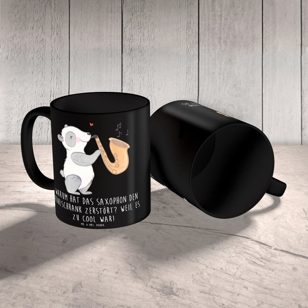 Mug Warum hat das Saxophon den Kühlschrank zerstört? Weil es zu cool war! Kaffeetasse, Tasse mit Zitaten, Teetasse, Tasse mit Motiven, Porzellantasse, Geschenktasse, Keramiktasse, Bürotasse, Tasse, Instrumente, Geschenke Musiker, Musikliebhaber