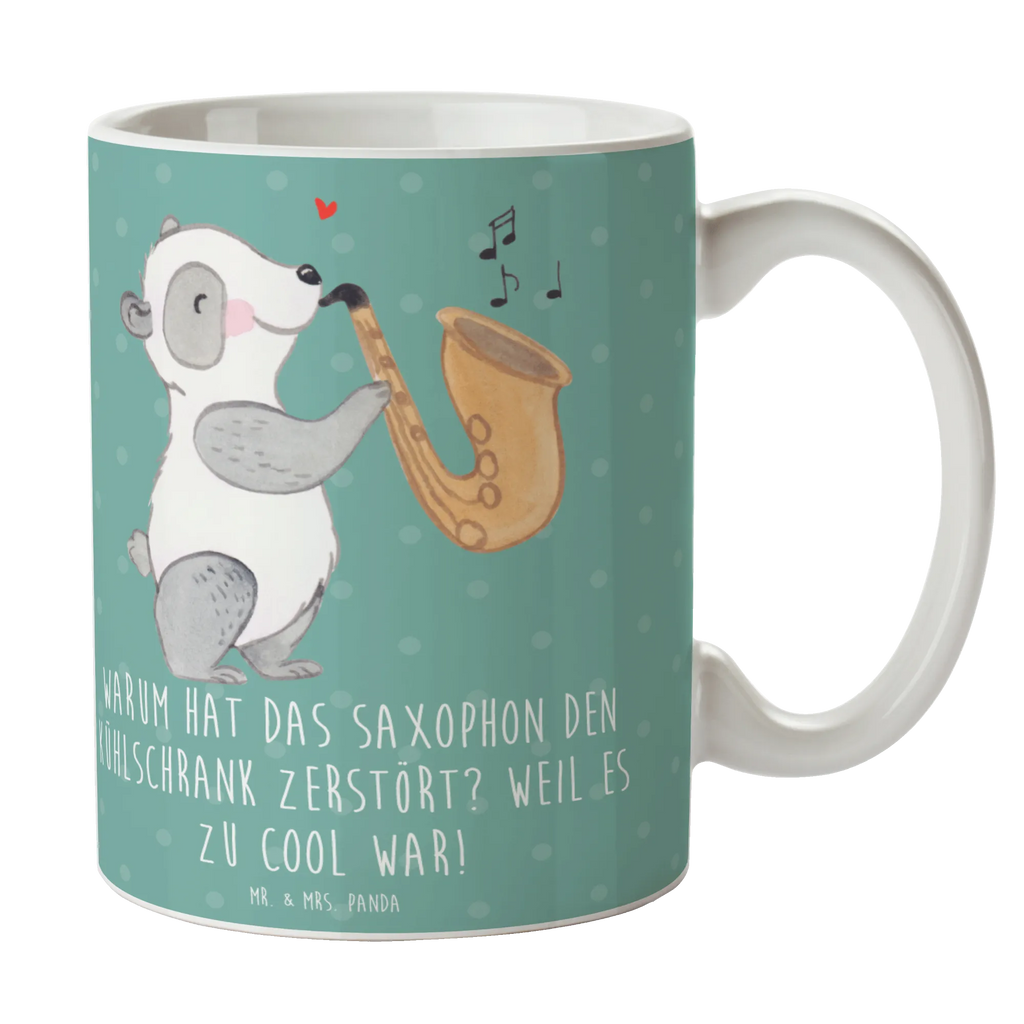 Mug Warum hat das Saxophon den Kühlschrank zerstört? Weil es zu cool war! Kaffeetasse, Tasse mit Zitaten, Teetasse, Tasse mit Motiven, Porzellantasse, Geschenktasse, Keramiktasse, Bürotasse, Tasse, Instrumente, Geschenke Musiker, Musikliebhaber