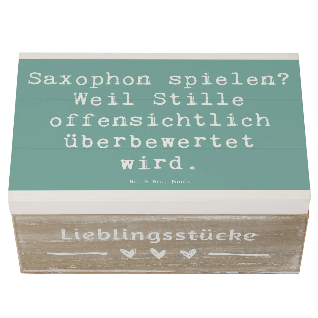 Wooden chest Saying Saxophon spielen? Weil Stille offensichtlich überbewertet wird. Erinnerungskiste, Dekokiste, Schatzkiste, Geschenkdose, Kiste, Schatulle, Erinnerungsbox, Geschenkbox, Truhe, Holzkiste, XXL, Aufbewahrungsbox, Instrumente, Geschenke Musiker, Musikliebhaber