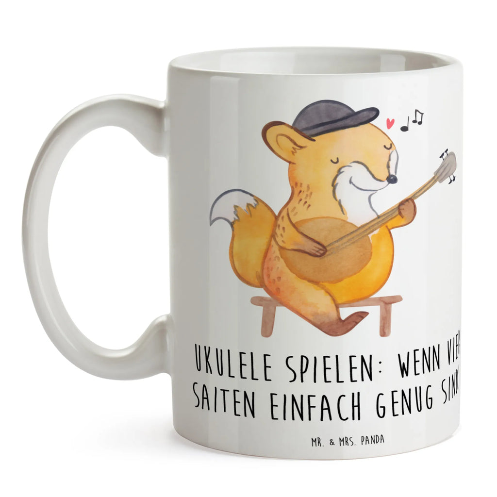 Mug Ukulele spielen: Wenn vier Saiten einfach genug sind! Tasse, Kaffeetasse, Tasse mit Zitaten, Geschenktasse, Keramiktasse, Bürotasse, Teetasse, Porzellantasse, Tasse mit Motiven, Instrumente, Geschenke Musiker, Musikliebhaber