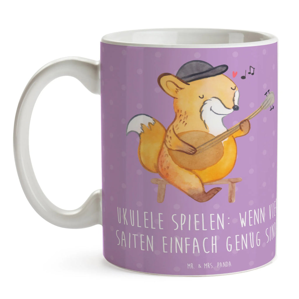 Mug Ukulele spielen: Wenn vier Saiten einfach genug sind! Tasse, Kaffeetasse, Tasse mit Zitaten, Geschenktasse, Keramiktasse, Bürotasse, Teetasse, Porzellantasse, Tasse mit Motiven, Instrumente, Geschenke Musiker, Musikliebhaber