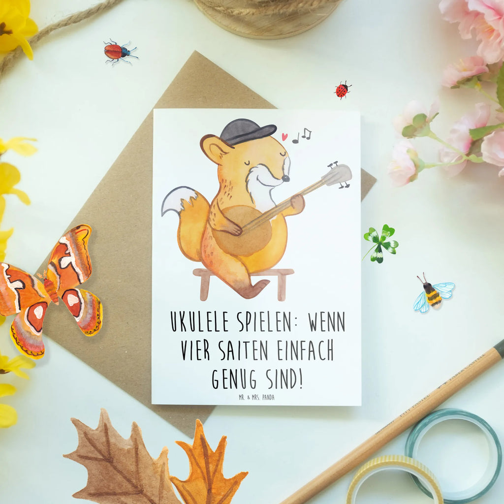 Grußkarte Ukulele Freude Grußkarte, Glückwunschkarte, Geburtstagskarte, Hochzeitskarte, Einladungskarte, Ansichtskarten, Klappkarte, Karte, Instrumente, Geschenke Musiker, Musikliebhaber