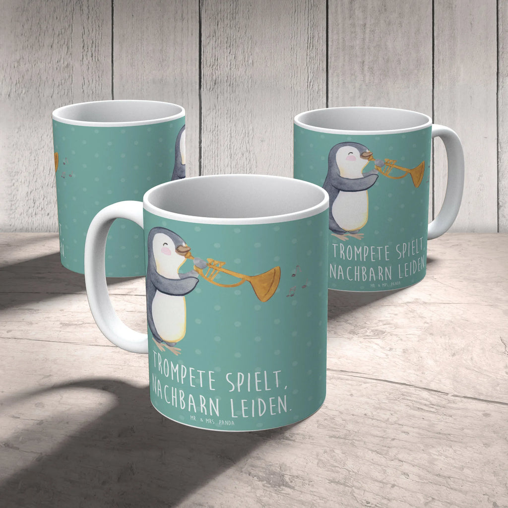 Mug Trompete spielt, Nachbarn leiden. Geschenktasse, Tasse, Kaffeetasse, Teetasse, Tasse mit Motiven, Keramiktasse, Bürotasse, Tasse mit Zitaten, Porzellantasse, Instrumente, Geschenke Musiker, Musikliebhaber