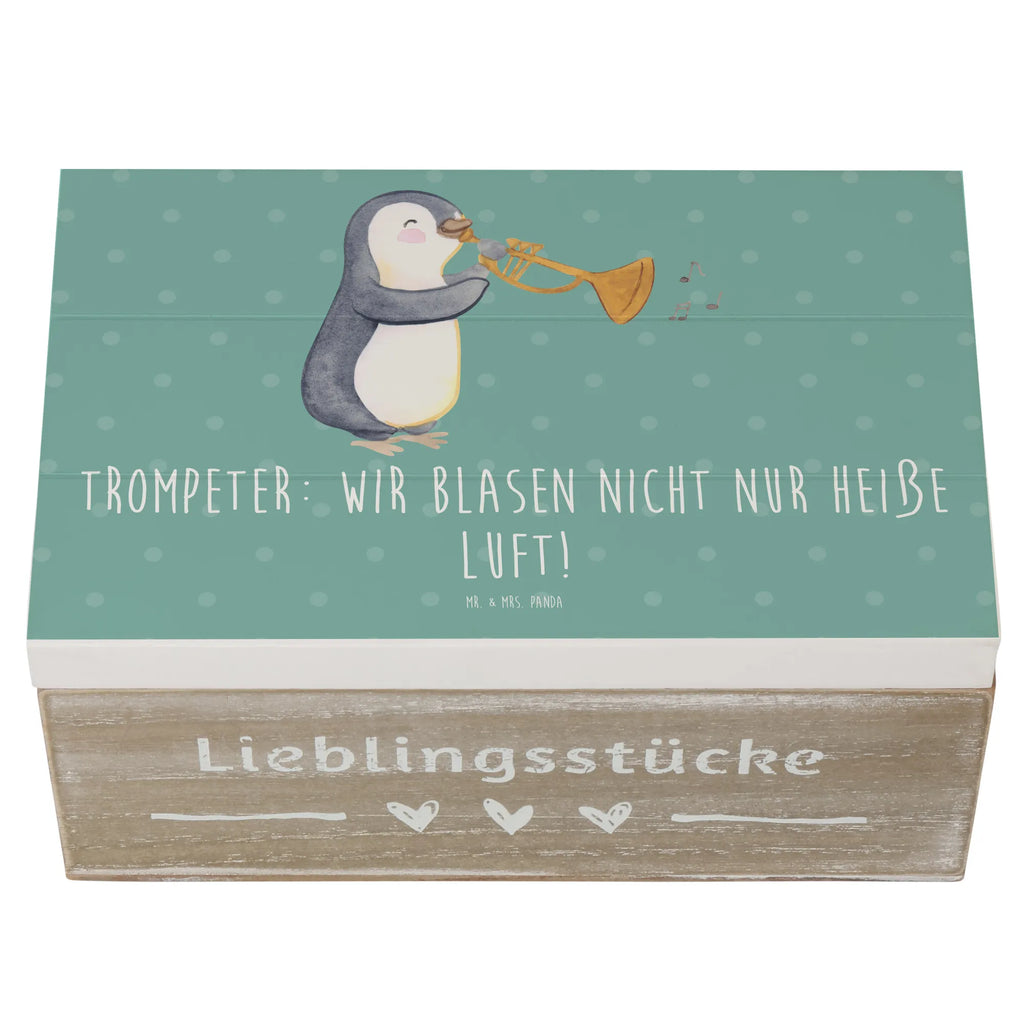 Wooden chest Trompeter: Wir blasen nicht nur heiße Luft! Schatulle, Truhe, Holzkiste, Aufbewahrungsbox, Schatzkiste, Erinnerungsbox, Dekokiste, Kiste, XXL, Geschenkbox, Geschenkdose, Erinnerungskiste, Instrumente, Geschenke Musiker, Musikliebhaber
