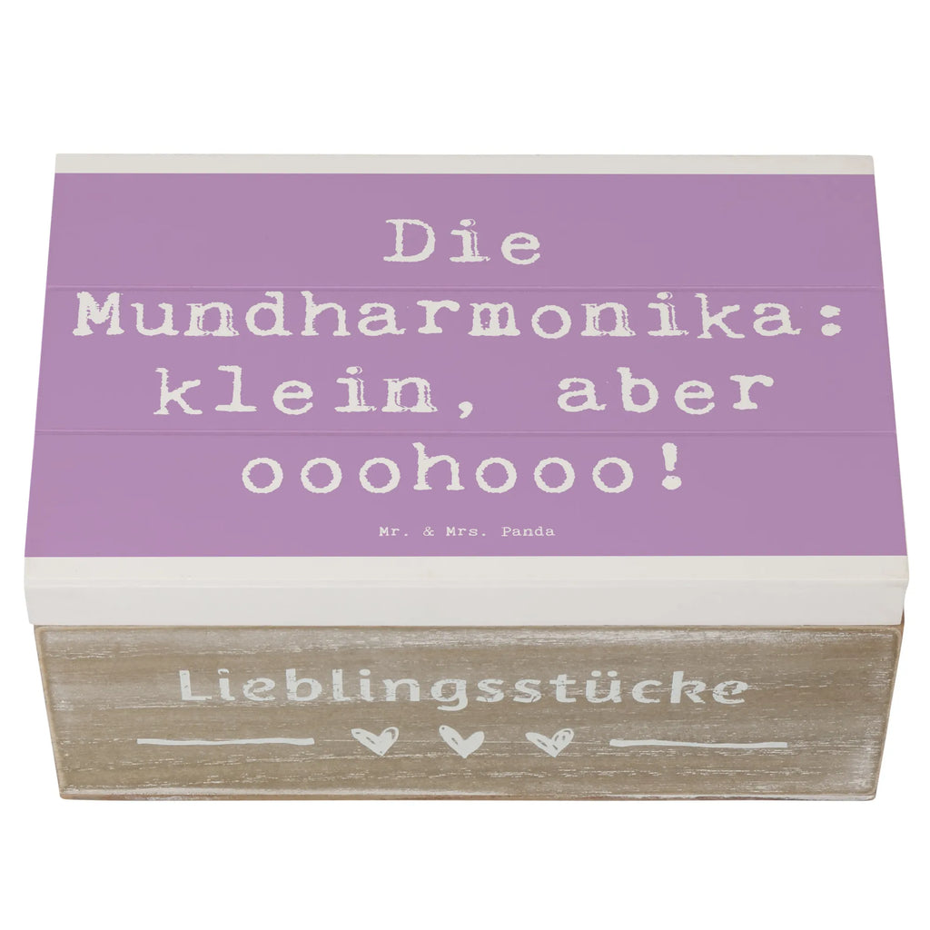 Wooden chest Saying Die Mundharmonika: klein, aber ooohooo! Geschenkbox, Erinnerungsbox, Erinnerungskiste, Schatulle, Dekokiste, Geschenkdose, Kiste, Holzkiste, Truhe, XXL, Aufbewahrungsbox, Schatzkiste, Instrumente, Geschenke Musiker, Musikliebhaber