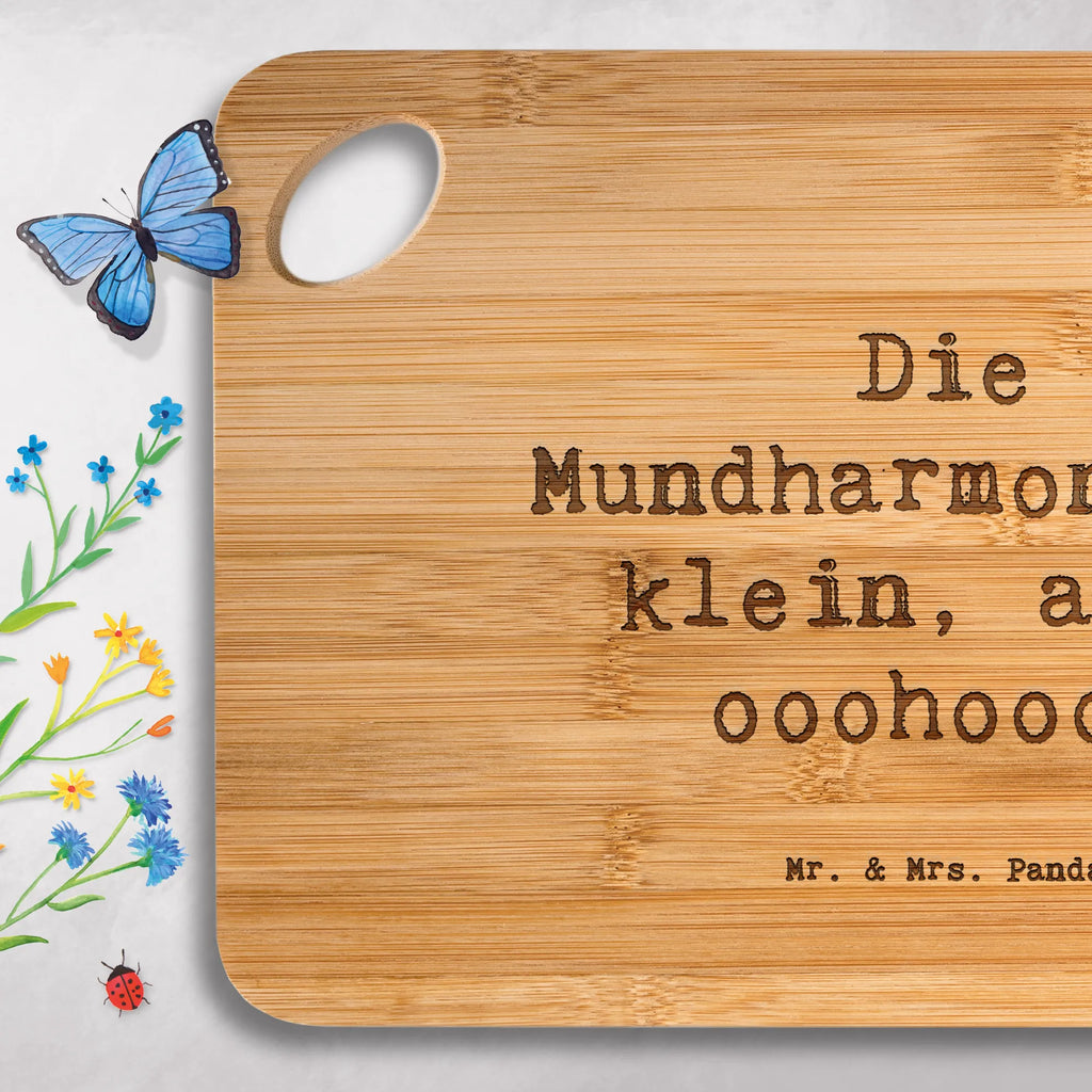 Bamboo chopping board Saying Die Mundharmonika: klein, aber ooohooo! cutting block, nature, breakfast board, kitchen board, solid, bamboo, cutting board, robust, wood, board, kitchen, dulcimer, slices, carving board, engraving, breakfast, Instruments, gifts for musicians, music enthusiasts