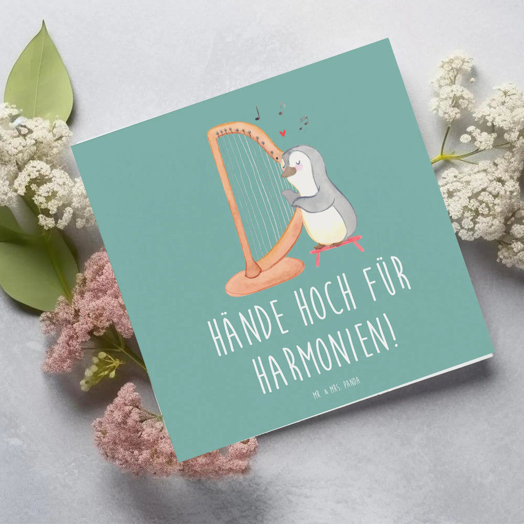 Deluxe Card Hände hoch für Harmonien! Karte, Einladungskarte, Glückwunschkarte, Hochwertige Klappkarte, Hochzeitskarte, Grußkarte, Hochwertige Grußkarte, Geburtstagskarte, Klappkarte, Instrumente, Geschenke Musiker, Musikliebhaber