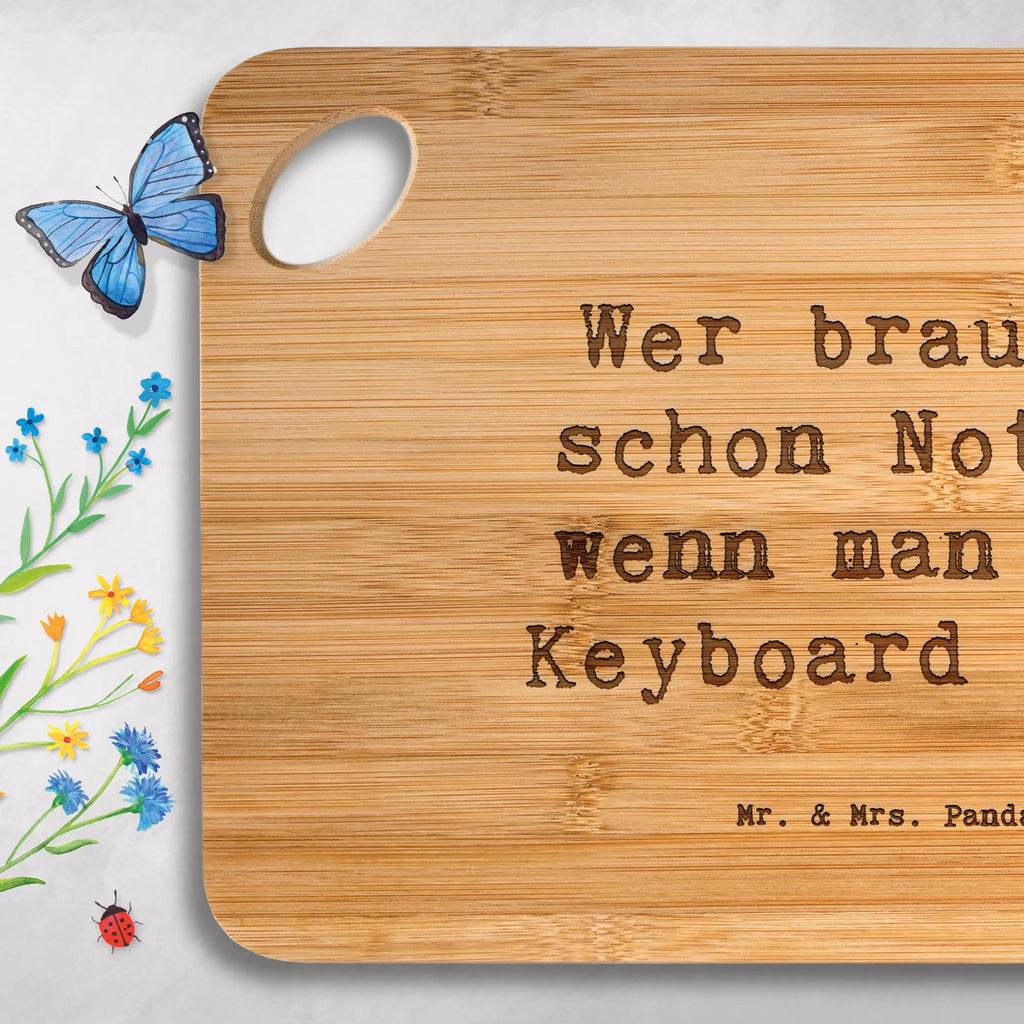Bamboo chopping board Saying Wer braucht schon Noten, wenn man ein Keyboard hat? breakfast, board, kitchen, cutting block, cutting board, wood, robust, carving board, engraving, nature, kitchen board, slices, solid, breakfast board, dulcimer, bamboo, Instruments, gifts for musicians, music enthusiasts
