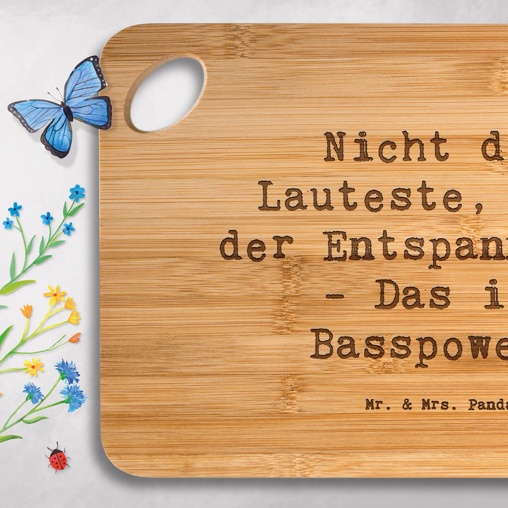 Bamboo chopping board Saying Nicht der Lauteste, aber der Entspannteste - Das ist Basspower! engraving, kitchen board, breakfast, cutting board, carving board, board, bamboo, cutting block, robust, wood, dulcimer, slices, nature, breakfast board, kitchen, solid, Instruments, gifts for musicians, music enthusiasts