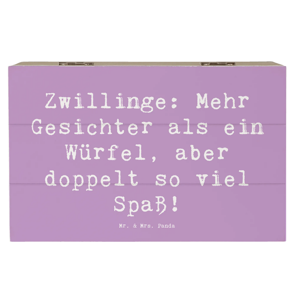 Wooden chest Saying Zwillinge: Mehr Gesichter als ein Würfel, aber doppelt so viel Spaß! Holzkiste, Kiste, Schatzkiste, Truhe, Schatulle, XXL, Erinnerungsbox, Erinnerungskiste, Dekokiste, Aufbewahrungsbox, Geschenkbox, Geschenkdose, Tierkreiszeichen, Sternzeichen, Horoskop, Astrologie, Aszendent