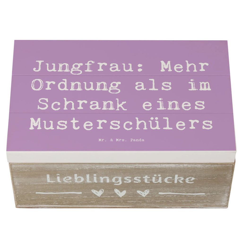 Wooden chest Saying Jungfrau: Mehr Ordnung als im Schrank eines Musterschülers XXL, Geschenkdose, Schatulle, Aufbewahrungsbox, Schatzkiste, Erinnerungskiste, Kiste, Geschenkbox, Erinnerungsbox, Holzkiste, Dekokiste, Truhe, Tierkreiszeichen, Sternzeichen, Horoskop, Astrologie, Aszendent