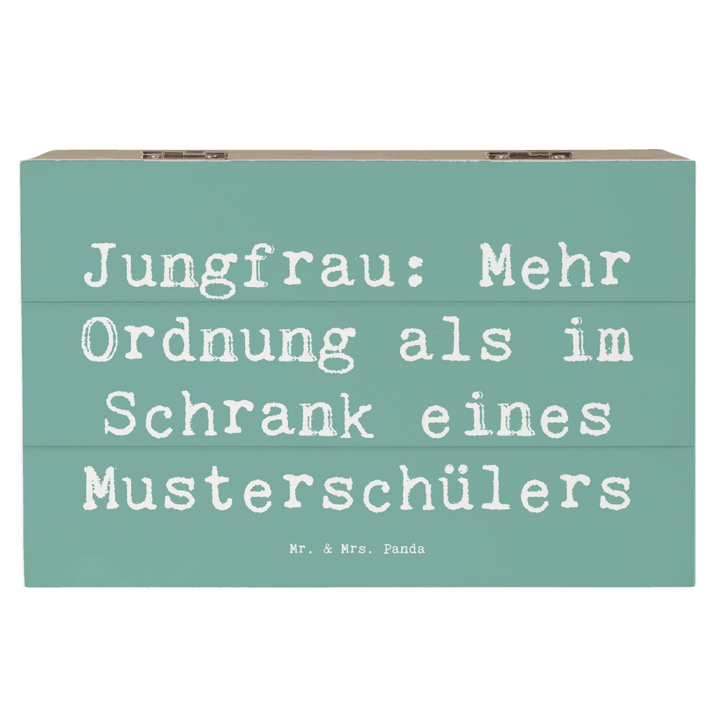 Wooden chest Saying Jungfrau: Mehr Ordnung als im Schrank eines Musterschülers XXL, Geschenkdose, Schatulle, Aufbewahrungsbox, Schatzkiste, Erinnerungskiste, Kiste, Geschenkbox, Erinnerungsbox, Holzkiste, Dekokiste, Truhe, Tierkreiszeichen, Sternzeichen, Horoskop, Astrologie, Aszendent