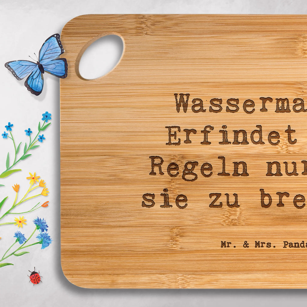 Bambus - deska do krojenia Przysłowie Wassermann: Erfindet die Regeln nur, um sie zu brechen. Znak zodiaku, gwiazdozbiór, horoskop, astrologia, ascendent