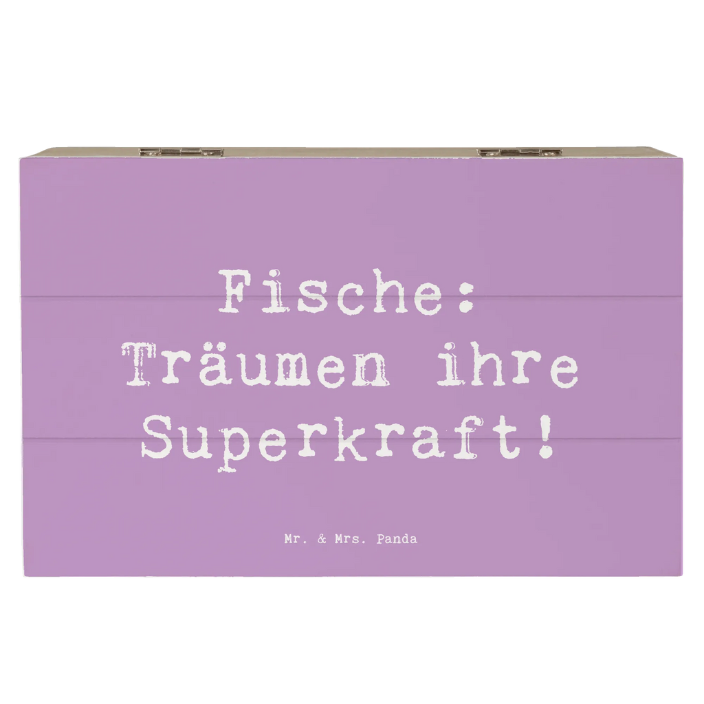 Wooden chest Saying Fische: Träumen ihre Superkraft! Erinnerungsbox, Geschenkdose, Geschenkbox, XXL, Holzkiste, Schatzkiste, Kiste, Erinnerungskiste, Aufbewahrungsbox, Schatulle, Dekokiste, Truhe, Tierkreiszeichen, Sternzeichen, Horoskop, Astrologie, Aszendent
