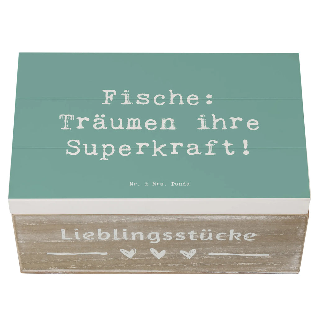 Wooden chest Saying Fische: Träumen ihre Superkraft! Erinnerungsbox, Geschenkdose, Geschenkbox, XXL, Holzkiste, Schatzkiste, Kiste, Erinnerungskiste, Aufbewahrungsbox, Schatulle, Dekokiste, Truhe, Tierkreiszeichen, Sternzeichen, Horoskop, Astrologie, Aszendent