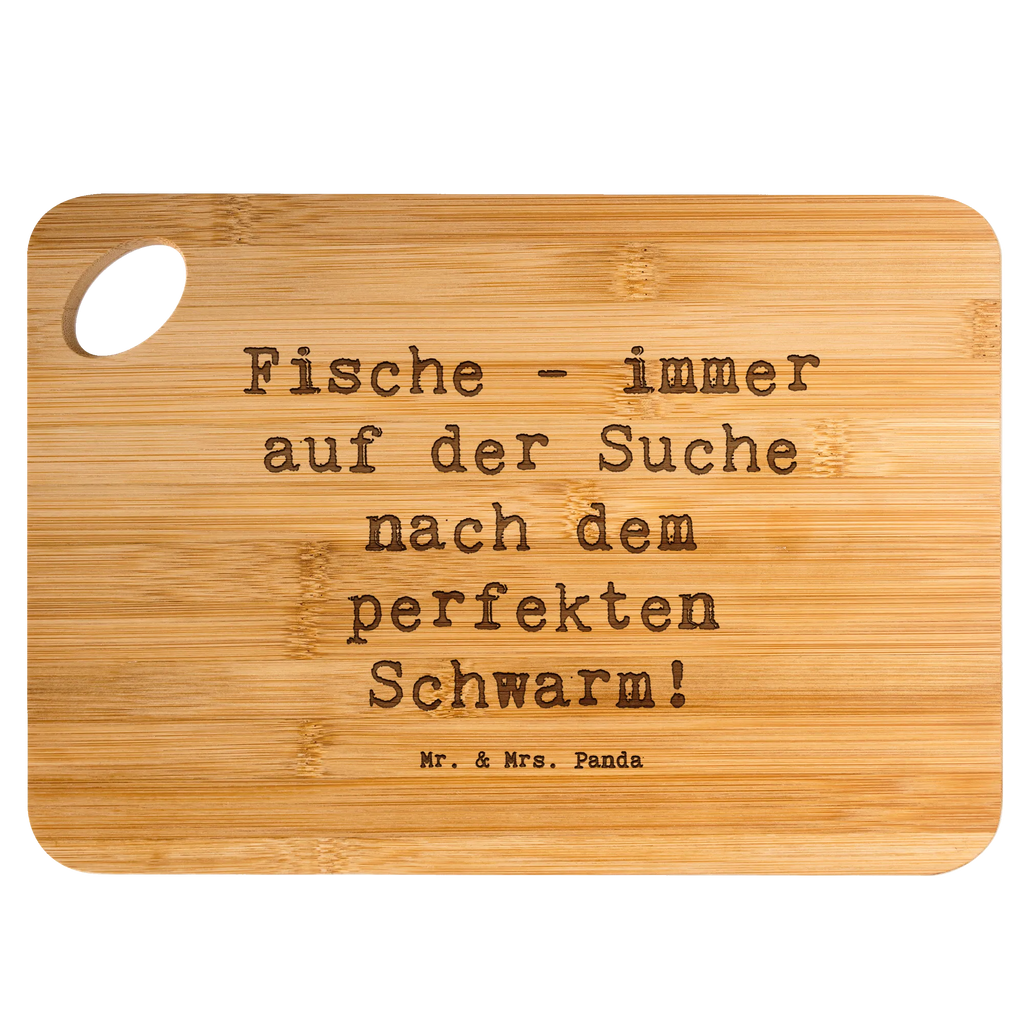 Bamboo chopping board Saying Fische - immer auf der Suche nach dem perfekten Schwarm! kitchen, nature, breakfast, cutting block, board, breakfast board, kitchen board, dulcimer, solid, slices, carving board, engraving, cutting board, wood, robust, bamboo, constellations, birthdays, astrology, zodiac, date of birth, month of birth
