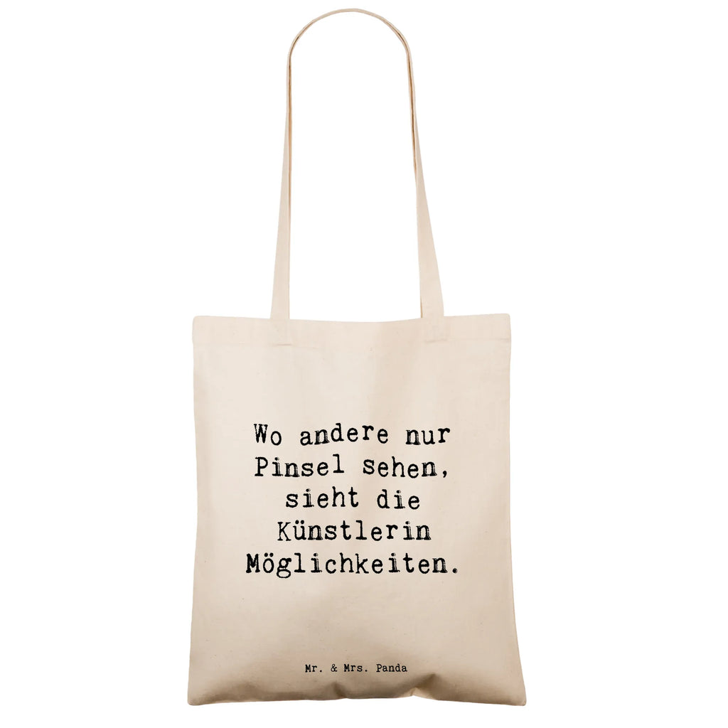 Tragetasche Wo andere nur Pinsel sehen, sieht die Künstlerin Möglichkeiten. Beuteltasche, Beutel, Einkaufstasche, Jutebeutel, Stoffbeutel, Tasche, Shopper, Umhängetasche, Strandtasche, Schultertasche, Stofftasche, Tragetasche, Badetasche, Jutetasche, Einkaufstüte, Laptoptasche, Beruf, Ausbildung, Jubiläum, Abschied, Rente, Kollege, Kollegin, Geschenk, Schenken, Arbeitskollege, Mitarbeiter, Firma, Danke, Dankeschön