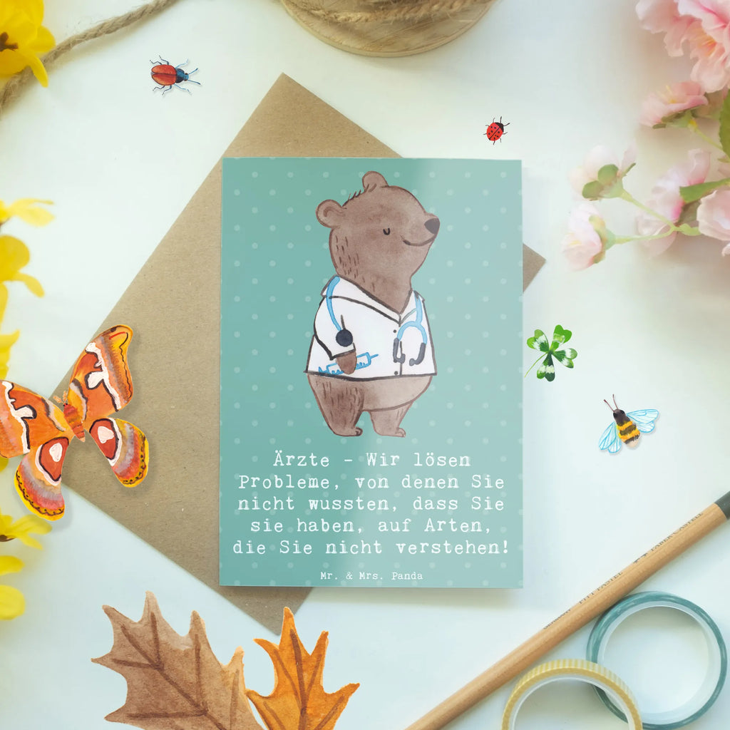 Greetings card Ärzte - Wir lösen Probleme, von denen Sie nicht wussten, dass Sie sie haben, auf Arten, die Sie nicht verstehen! Glückwunschkarte, Hochzeitskarte, Geburtstagskarte, Ansichtskarten, Karte, Einladungskarte, Grußkarte, Klappkarte, Beruf, Ausbildung, Jubiläum, Abschied, Rente, Kollege, Kollegin, Geschenk, Schenken, Arbeitskollege, Mitarbeiter, Firma, Danke, Dankeschön