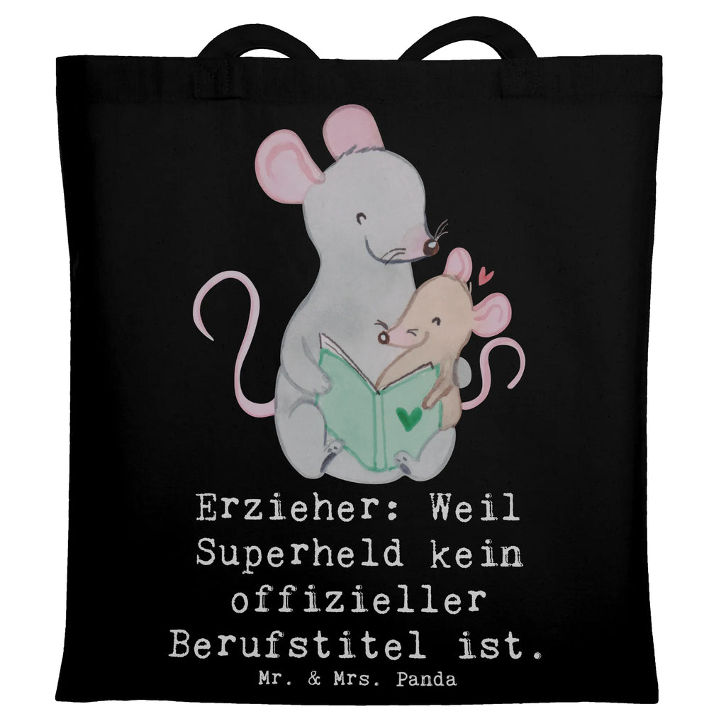 Tragetasche Erzieher Superheld Jutebeutel, Jutetasche, Einkaufstasche, Einkaufstüte, Stoffbeutel, Shopper, Strandtasche, Tasche, Tragetasche, Schultertasche, Laptoptasche, Badetasche, Stofftasche, Beutel, Beuteltasche, Umhängetasche, Beruf, Ausbildung, Jubiläum, Abschied, Rente, Kollege, Kollegin, Geschenk, Schenken, Arbeitskollege, Mitarbeiter, Firma, Danke, Dankeschön