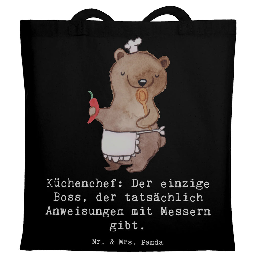 Tragetasche Küchenchef: Der einzige Boss, der tatsächlich Anweisungen mit Messern gibt. Stoffbeutel, Jutetasche, Schultertasche, Beutel, Jutebeutel, Beuteltasche, Badetasche, Einkaufstasche, Stofftasche, Shopper, Strandtasche, Laptoptasche, Umhängetasche, Tasche, Einkaufstüte, Tragetasche, Beruf, Ausbildung, Jubiläum, Abschied, Rente, Kollege, Kollegin, Geschenk, Schenken, Arbeitskollege, Mitarbeiter, Firma, Danke, Dankeschön